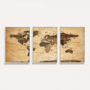 Navy Blue and Gold World Map Canvas Print – Framed Luxury