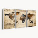 Rustic Watercolor World Map Canvas Wall Art – Framed Travel