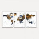 Colorful Watercolor World Map Canvas Wall Art – Framed