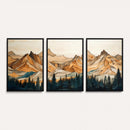 Rustic Wood Mountain Wall Art Print | Triptych Giclee Print