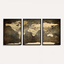 Large Framed Vintage World Map Wall Art Print for Home Wall