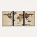 Vintage World Map Wall Art Canvas Print for Living Room,