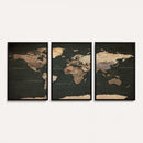 Vintage World Map Canvas Wall Art – Framed Travel Map for