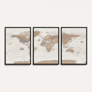Framed Large World Map Canvas Print for Office Decor