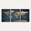 Navy Blue World Map Canvas Print – Framed Travel Map Wall