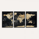 Framed Large World Map Wall Art Canvas Print for Living Room