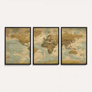 Vintage World Map Wall Art Canvas Print, Detailed World Map