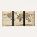 Framed World Map Wall Art for Home and Office Decor
