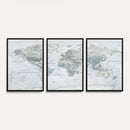 Push Pin World Map Canvas Print - Detailed Vintage World Map