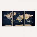 Minimalist World Map Canvas Wall Art - Watercolor Blue and