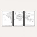World Map Canvas Print – Framed Modern Detailed Map of the