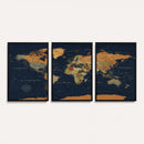 Modern World Map Canvas Print – Framed Detailed Map of the
