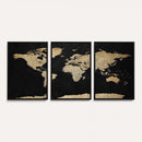 Beige World Map Canvas Wall Art Print, Minimal Black and