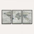 Neutral Vintage World Map Canvas Wall Art Print, Classic Map