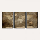 Dark Vintage World Map Canvas Wall Art Print, Antique Map