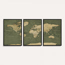 Large World Map Canvas Wall Art Print for Study Room Decor -