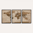 World Map Canvas Wall Art Print, Detailed Global Map Artwork