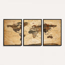 Navy Blue and Gold World Map Canvas Print – Framed Luxury