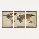 Vintage World Map Canvas Wall Art – Framed Travel Map for