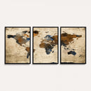 Rustic Watercolor World Map Canvas Wall Art – Framed Travel