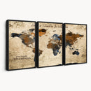 Rustic Watercolor World Map Canvas Wall Art – Framed Travel