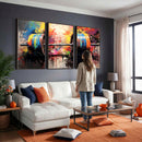 Weightlifting Barbell Art Triptych, Bold Abstract Fitness