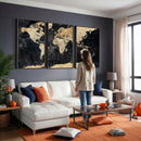 Framed Large World Map Wall Art Canvas Print for Living Room