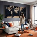 Grunge Wall Art World Map Canvas Print