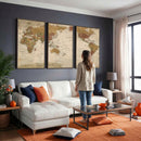 Vintage Detailed World Map Wall Art Canvas Print – Antique