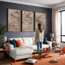 Grunge World Map Canvas Wall Art - Vintage Aged World Map