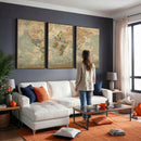World Map Wall Art Canvas Print, Rustic Map Print, Framed