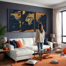 Modern World Map Canvas Print – Framed Detailed Map of the