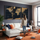 Framed Large World Map Wall Art Canvas Print – Stunning
