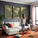 Large World Map Canvas Wall Art Print for Study Room Decor -