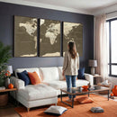 Vintage World Map Canvas Print – Framed Travel Map Wall Art