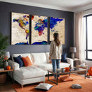 Colorful World Map Canvas Wall Art – Abstract Watercolor Map
