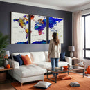 Vintage World Map Canvas Wall Art – Framed Travel Map with