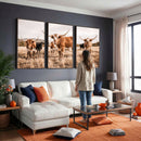 Texas Longhorn Cattle Wall Art Canvas Print, Sepia Western