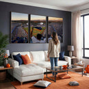 Dodger Stadium Sunset Game Triple Canvas Wall Art - Los