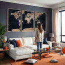 Grunge Wall Art World Map Canvas Print