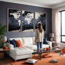 Vintage World Map Canvas Wall Art – Antique Triptych Map