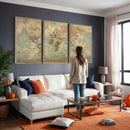 World Map Wall Art Canvas Print, Rustic Map Print, Framed