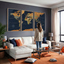 Modern World Map Canvas Print – Framed Detailed Map of the