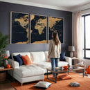 Vintage World Map Earth Globe Countries Oceans Continents