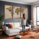 World Map Canvas Wall Art Print, Detailed Global Map Artwork