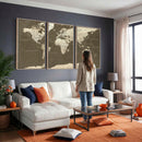 Vintage World Map Canvas Print – Framed Travel Map Wall Art