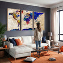 Colorful World Map Canvas Wall Art – Abstract Watercolor Map