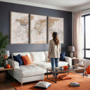 Detailed World Map Wall Art Canvas Print for Home and Office Decor