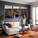 Dodger Stadium Sunset Game Triple Canvas Wall Art - Los