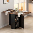 47.5 Inch Farmhouse Extendable Wooden Dinner Table with Lockable Wheels by LJGDeals